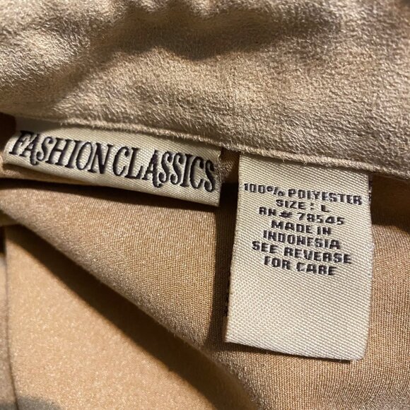 Faux Suede Shirt Womens L Embroidered Floral Y2K Tan Western Boho Cowgirl - Picture 4 of 8